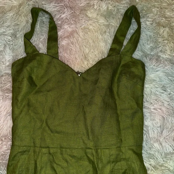 New  Reformation Miso Linen Green Mini Dress Size 2 - Picture 3 of 7